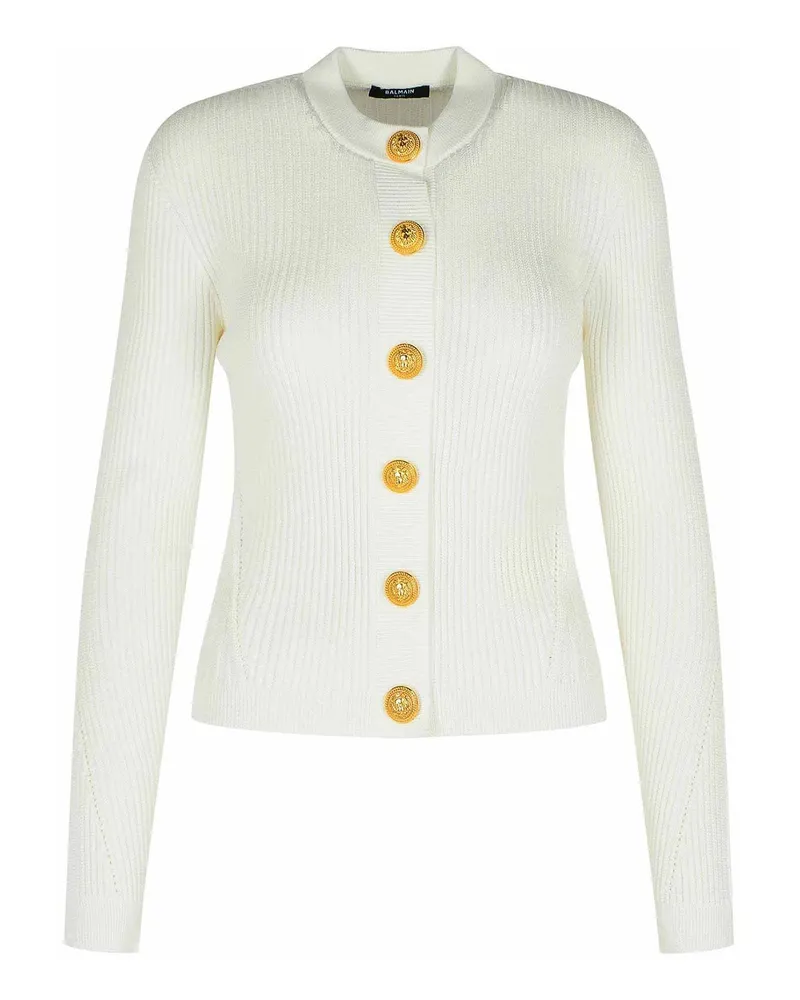 Balmain Rundhalspullover - Weiß Weiß