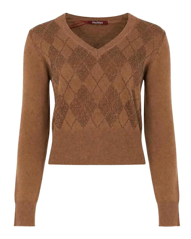 Max Mara Rundhalspullover - Braun Braun