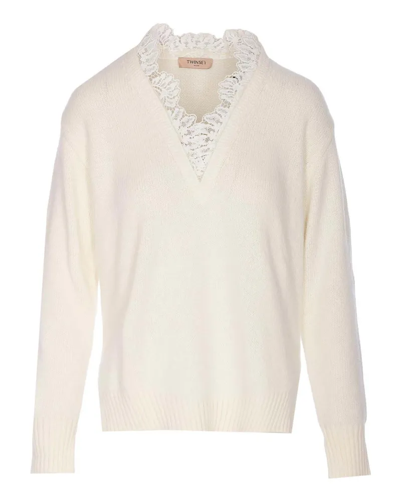 Twin-Set Rundhalspullover - Weiß Weiß