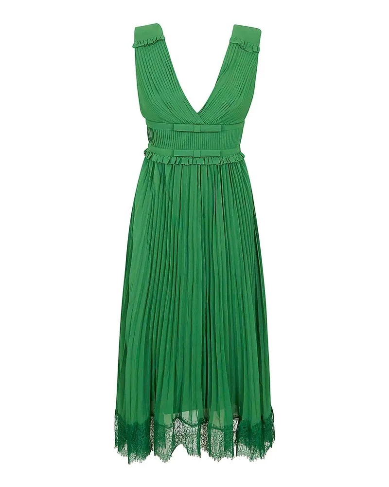 Self-Portrait Knielanges Kleid - Grün Grün