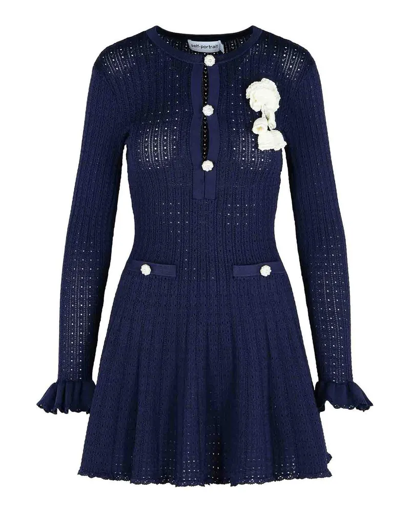 Self-Portrait Knielanges Kleid - Blau Blau