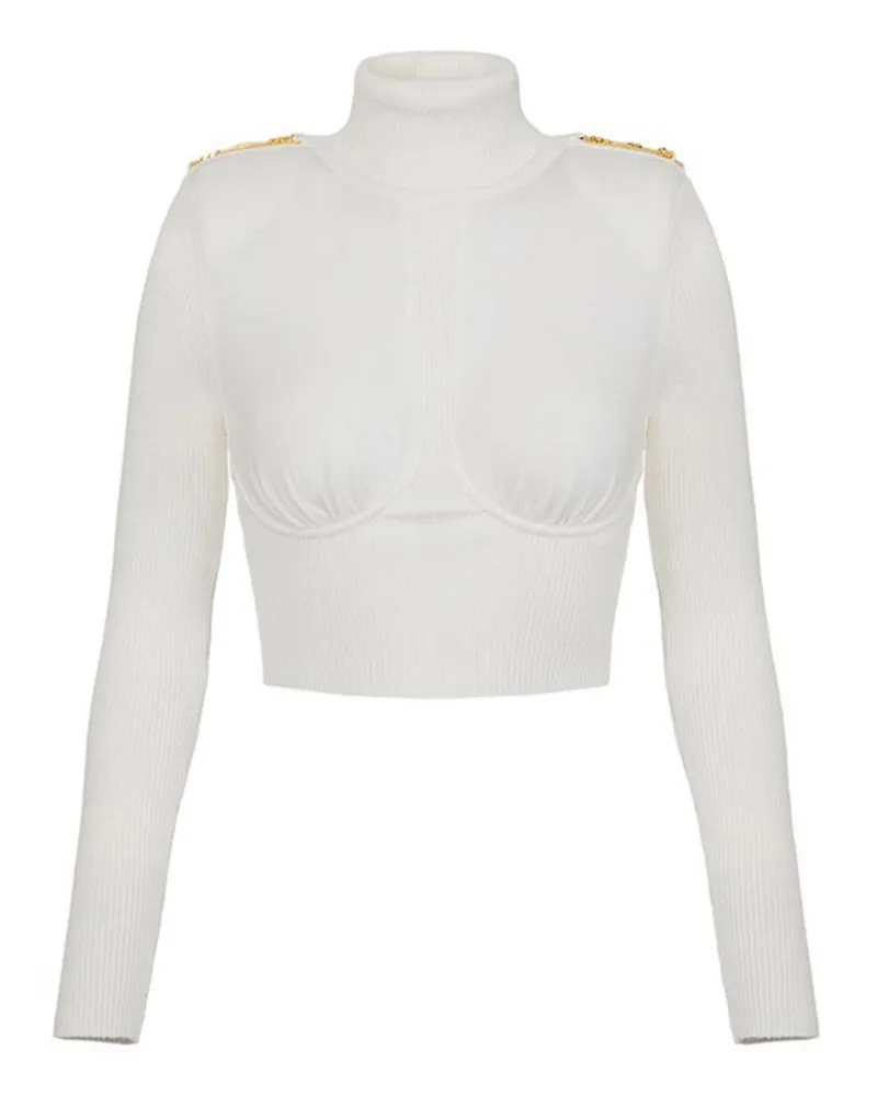 Elisabetta Franchi Rundhalspullover - Weiß Weiß