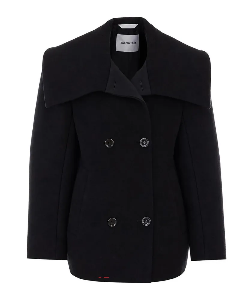 Balenciaga Kurzer Mantel - Schwarz Schwarz