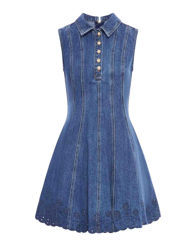 Self-Portrait Kurzes Kleid - Blau Denim