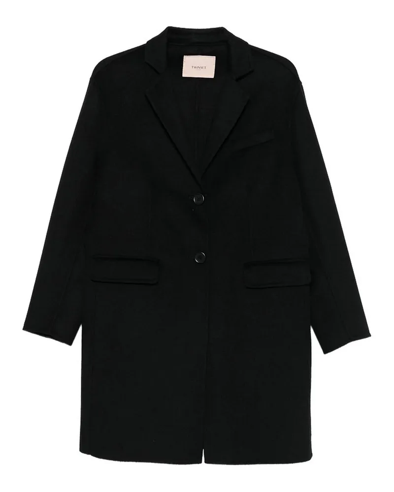 Twin-Set Knielanger Mantel - Schwarz Schwarz