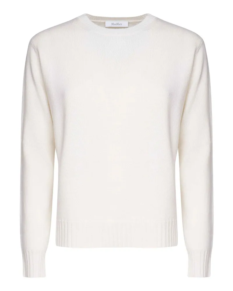 Max Mara Rundhalspullover - Weiß Weiß