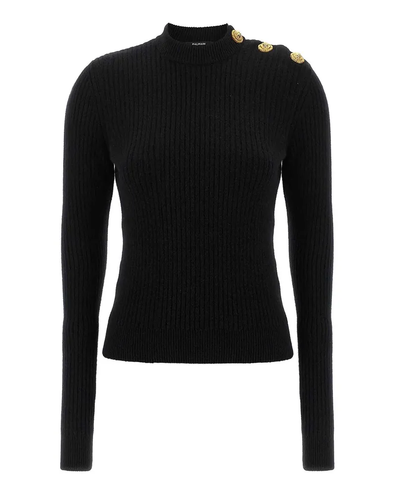 Balmain Rundhalspullover - Schwarz Schwarz