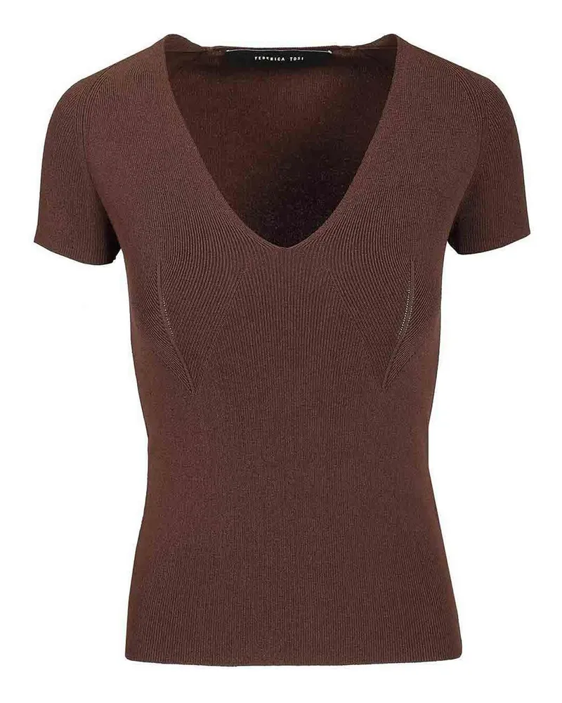 Federica Tosi V-Pullover - Braun Braun