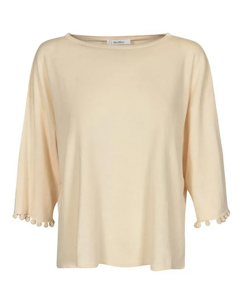 Max Mara Rundhalspullover - Weiß Weiß
