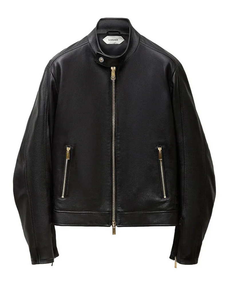 Versace Ledermantel - Schwarz Schwarz