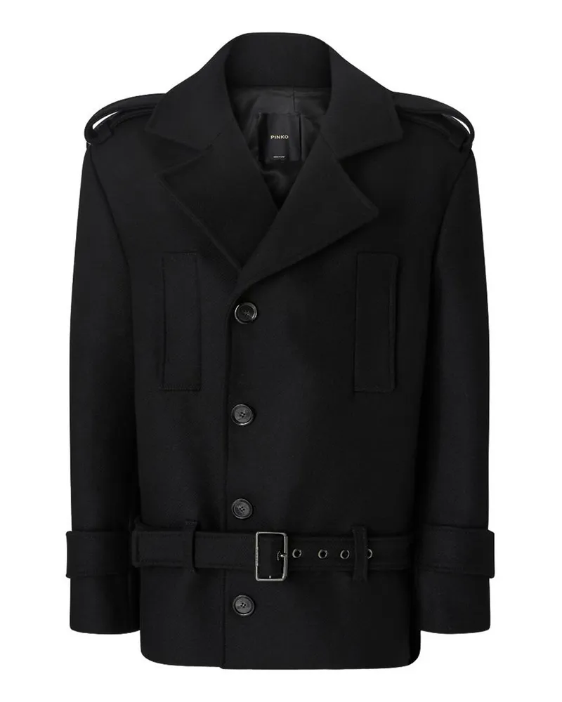 Pinko Knielanger Mantel - Schwarz Schwarz