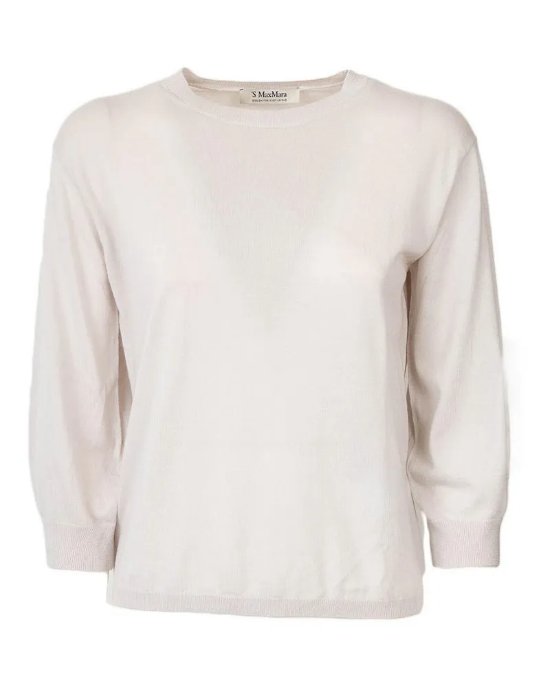 Max Mara Rundhalspullover - Weiß Weiß