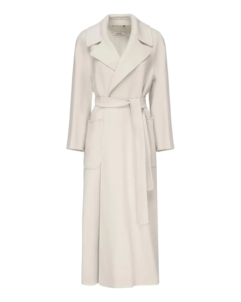 Max Mara Langer Mantel - Weiß Weiß