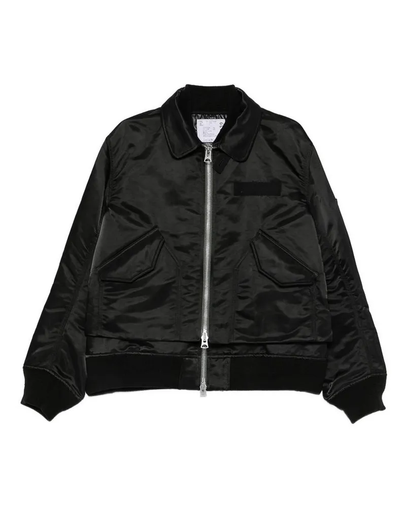 Sacai Kurzer Mantel - Schwarz Schwarz