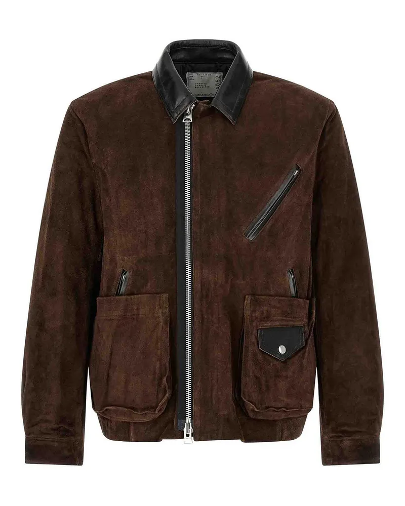 Sacai Ledermantel - Braun Braun