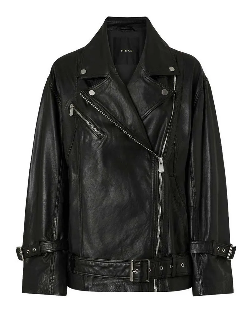 Pinko Lederjacke - Schwarz Schwarz