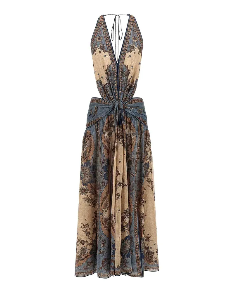 Zimmermann Knielanges Kleid - Bunt Bunt