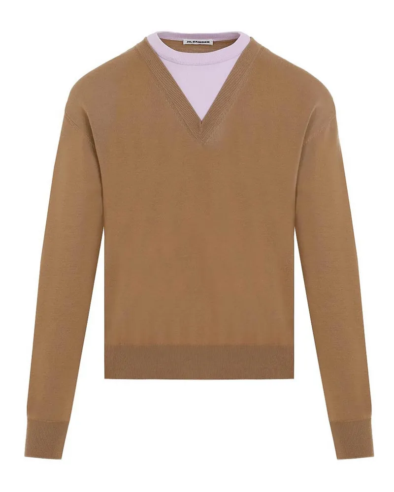 Jil Sander Rundhalspullover - Braun Braun