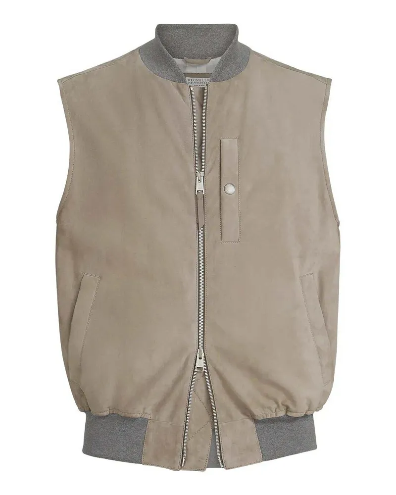 Brunello Cucinelli Lederjacke - Hellbraun Hellbraun