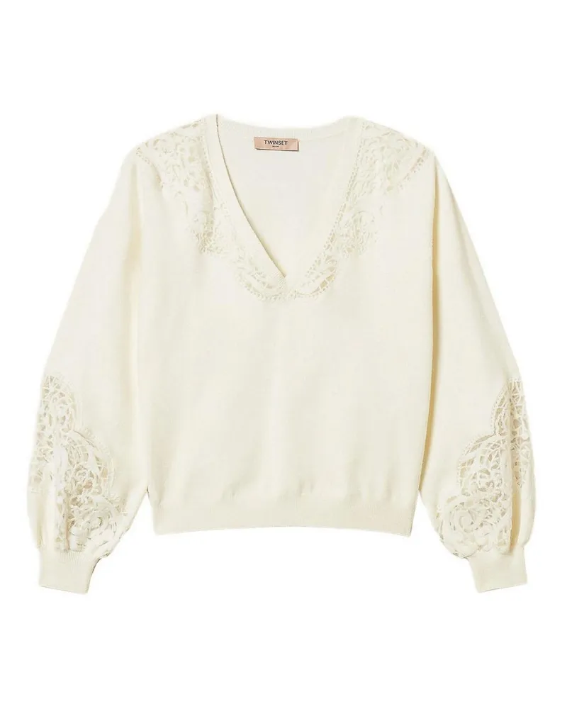 Twin-Set V-Pullover - Weiß Weiß