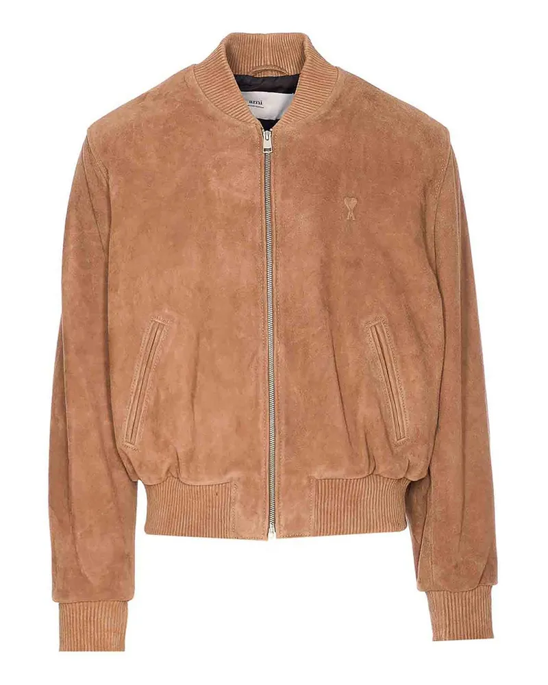 AMI Paris Lederjacke - Beige Beige