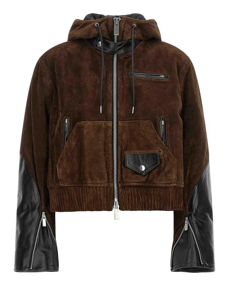 Sacai Lederjacke - Braun Braun