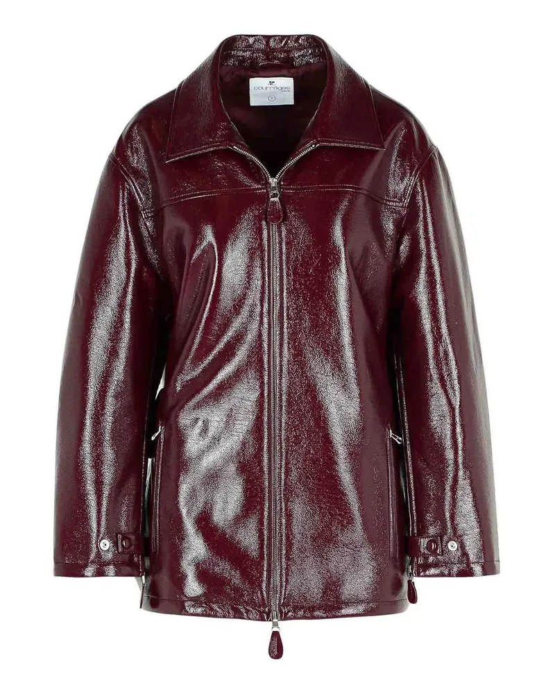 Courrèges Lederjacke - Dunkelrot Dunkelrot