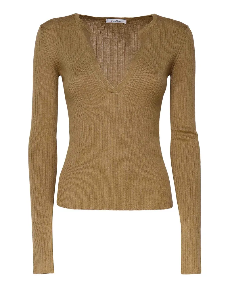 Max Mara Rundhalspullover - Braun Braun
