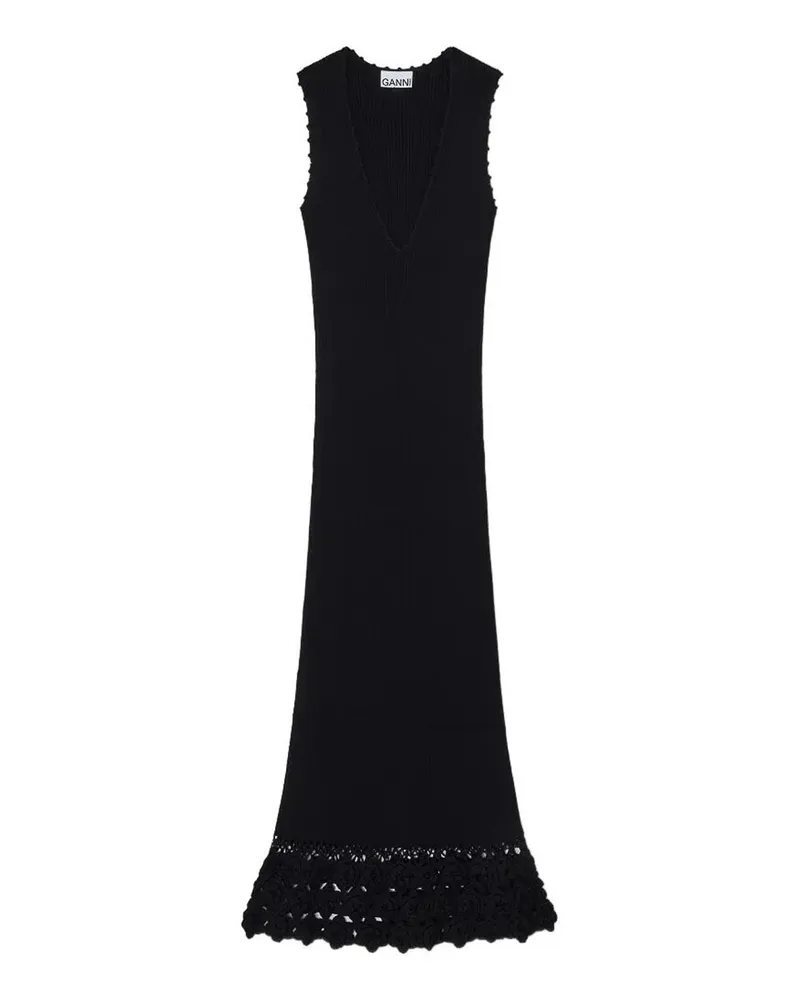 Ganni Knielanges Kleid - Schwarz Schwarz