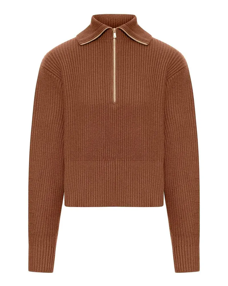 Max Mara Rundhalspullover - Braun Braun