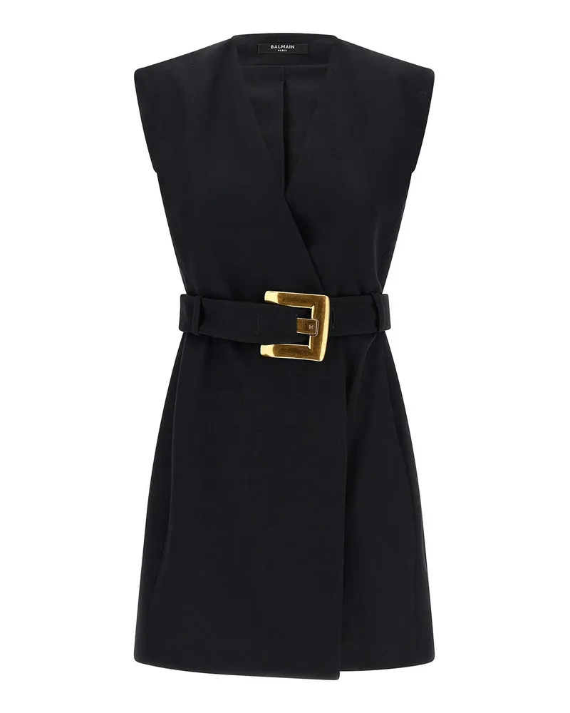 Balmain Knielanges Kleid - Schwarz Schwarz