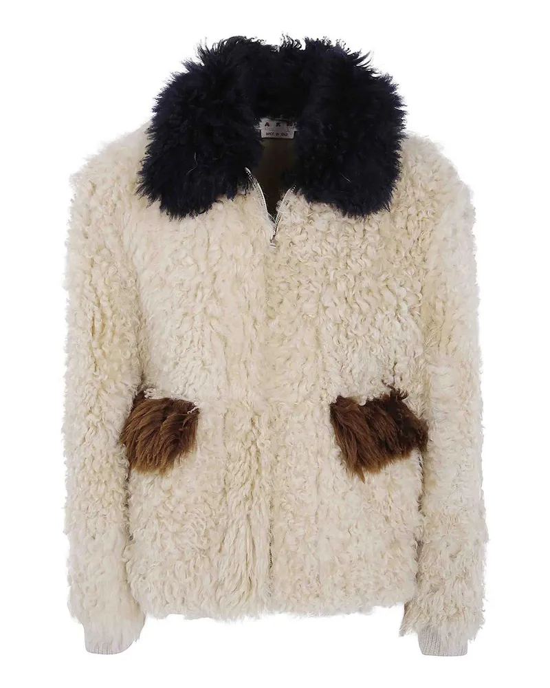 Marni Lederjacke - Weiß Weiß