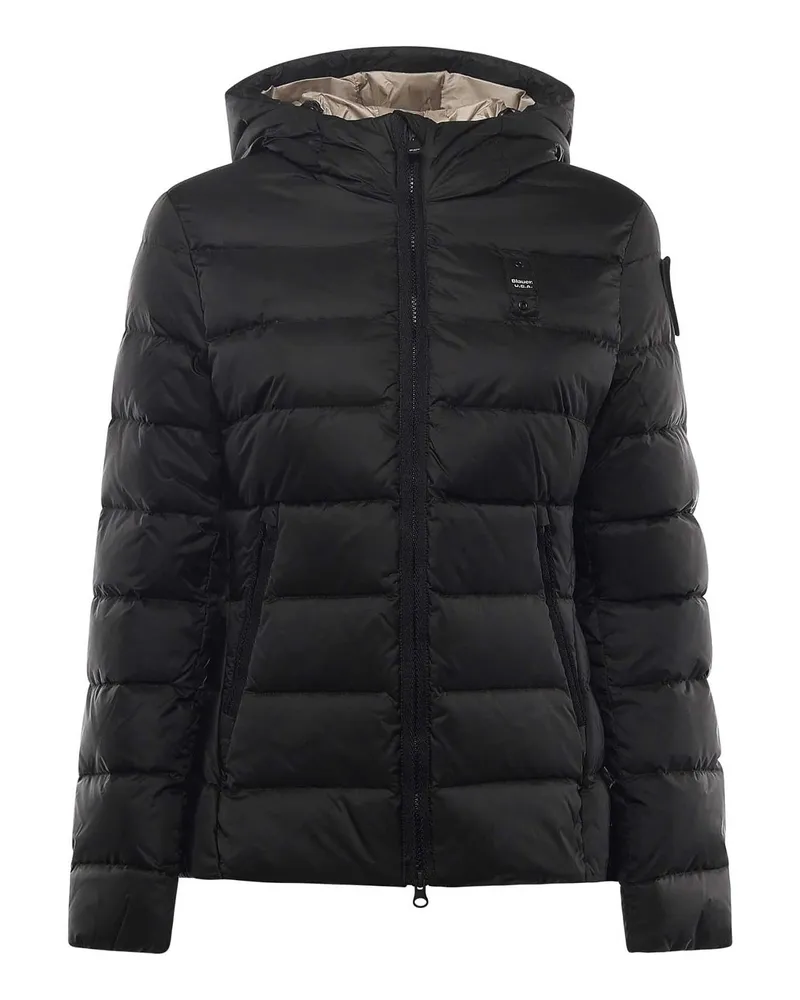 Blauer Daunenjacke - Schwarz Schwarz