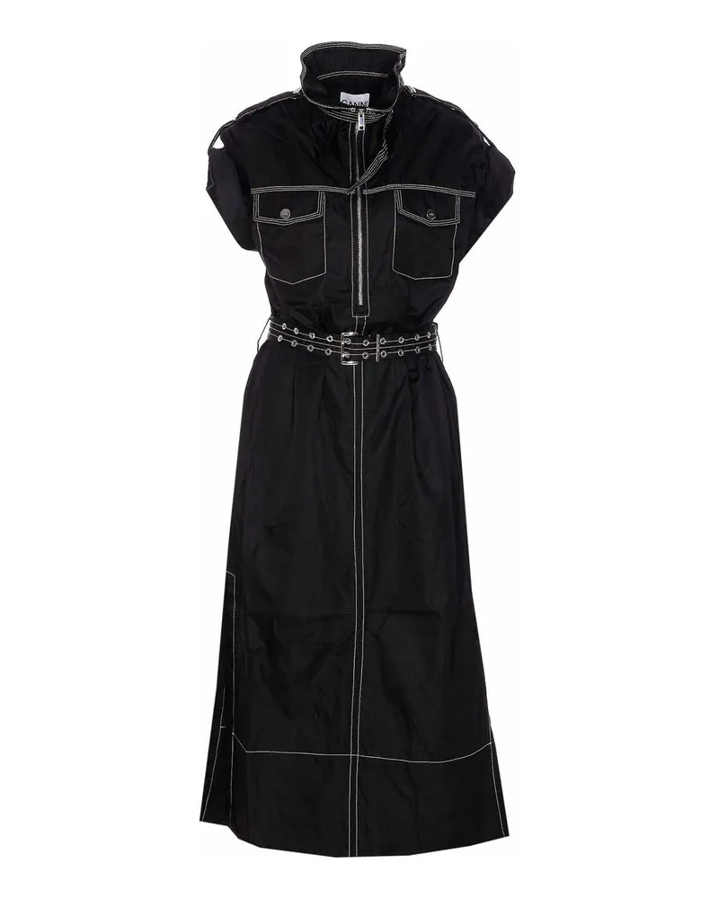 Ganni Maxikleid - Schwarz Schwarz