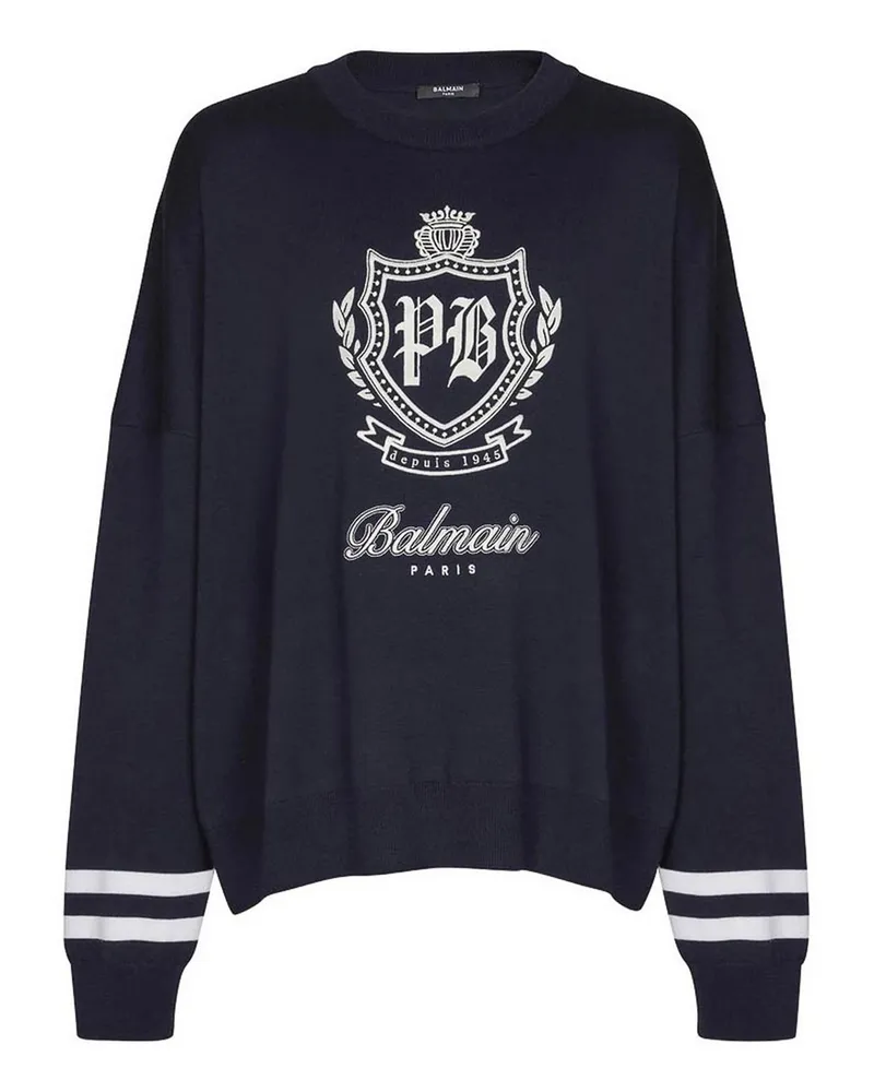 Balmain Rundhalspullover - Blau Blau