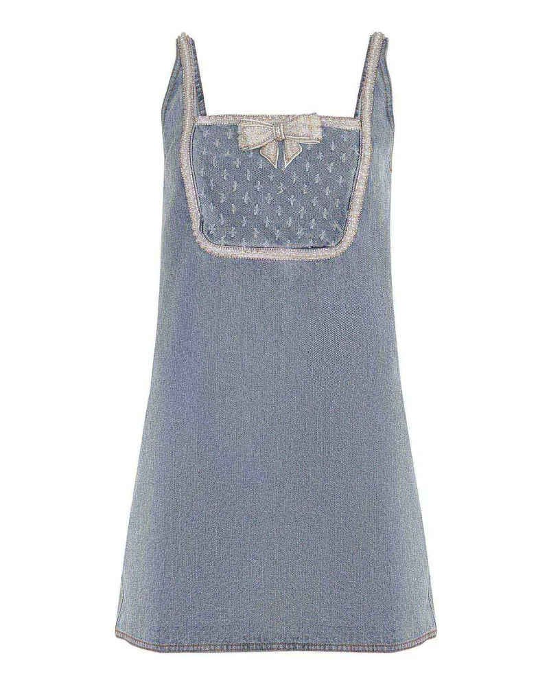 Self-Portrait Knielanges Kleid - Helles Jeansblau Helles