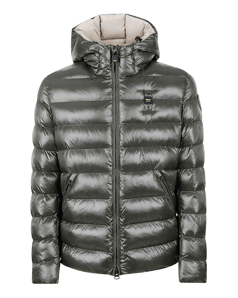 Blauer Knielanger Mantel - Grün Grün