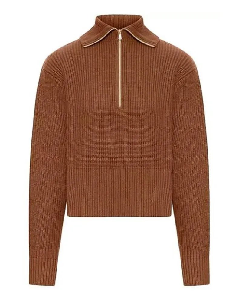 Max Mara Rundhalspullover - Braun Braun