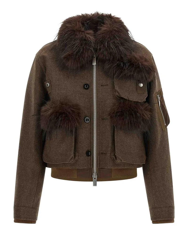Sacai Kurzer Mantel - Braun Braun