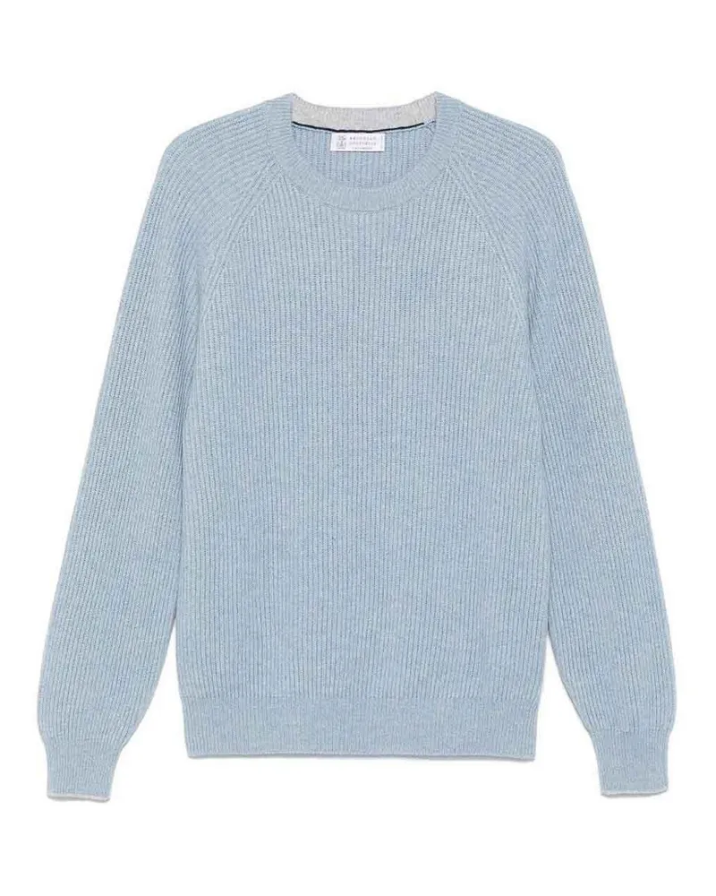 Brunello Cucinelli Rundhalspullover - Weiß Hellblau
