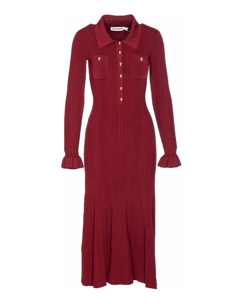 Self-Portrait Knielanges Kleid - Rot Rot