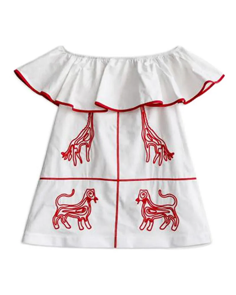Stella Jean Knielanges Kleid - Weiß Weiß