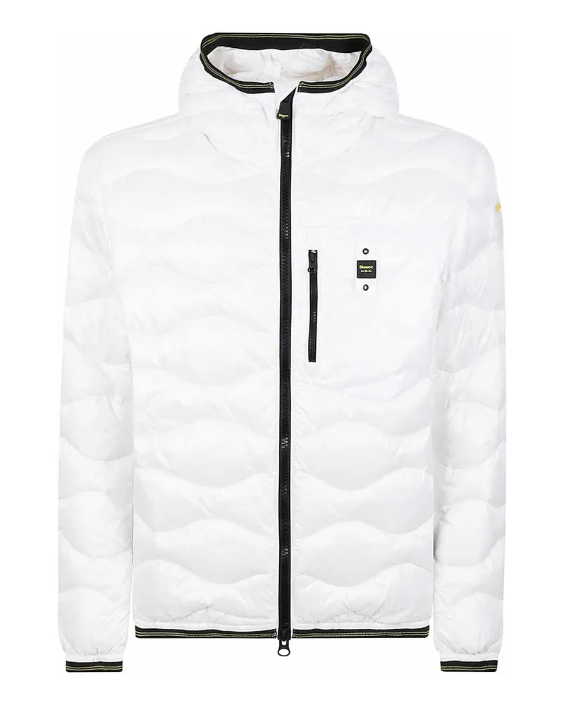 Blauer Knielanger Mantel - Weiß Weiß