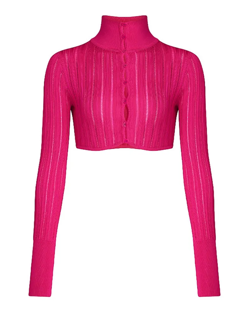 Alaïa Top mit Stehkragen Fuchsia
