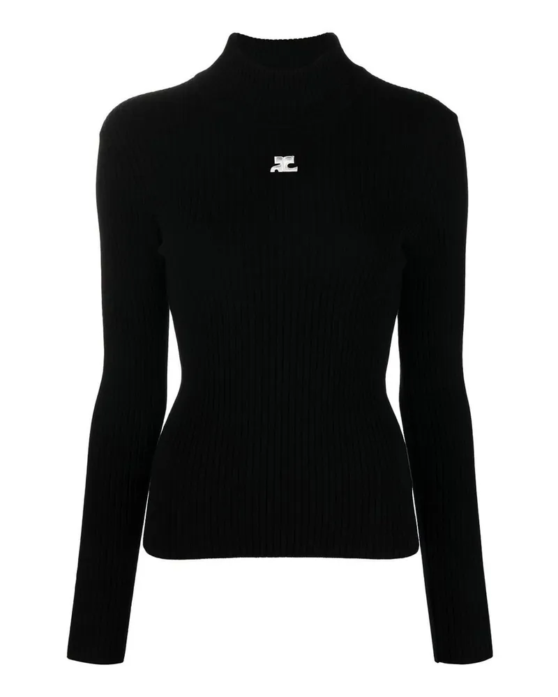 Courrèges Rundhalspullover - Schwarz Schwarz