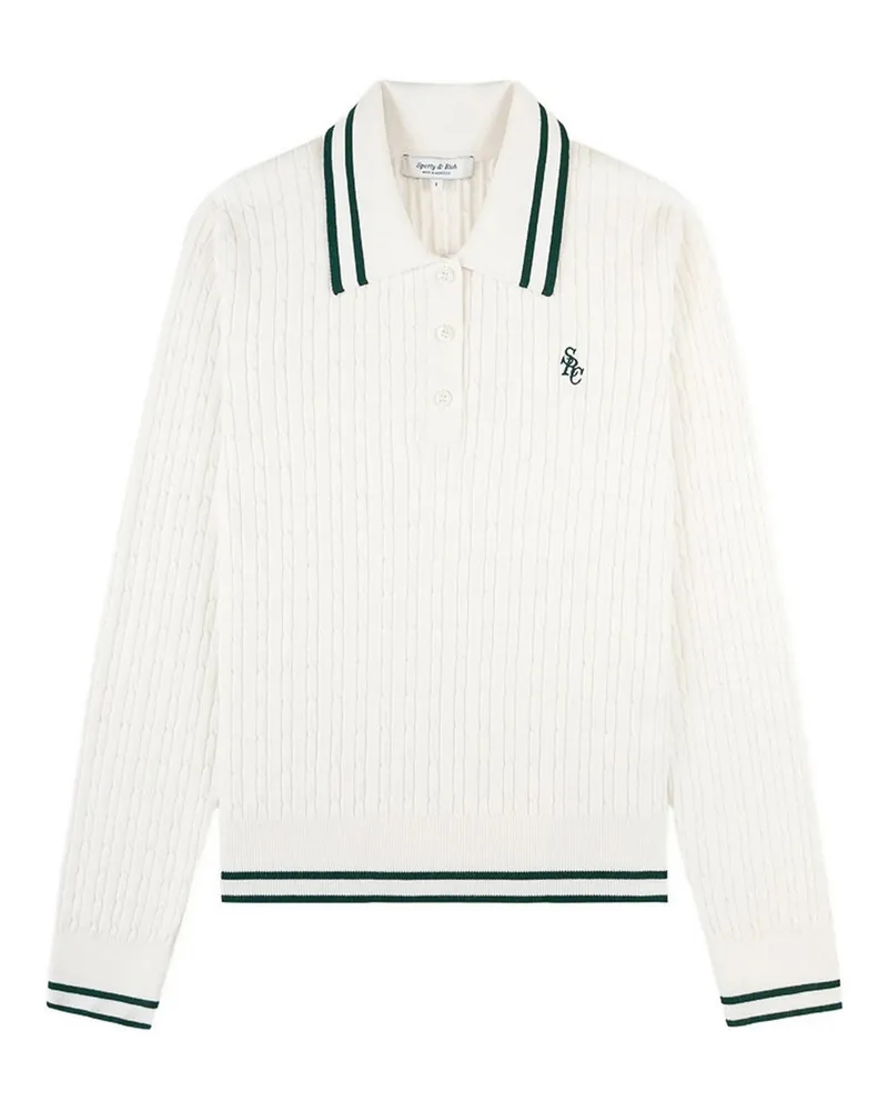 SPORTY & RICH Rundhalspullover - Creme Creme