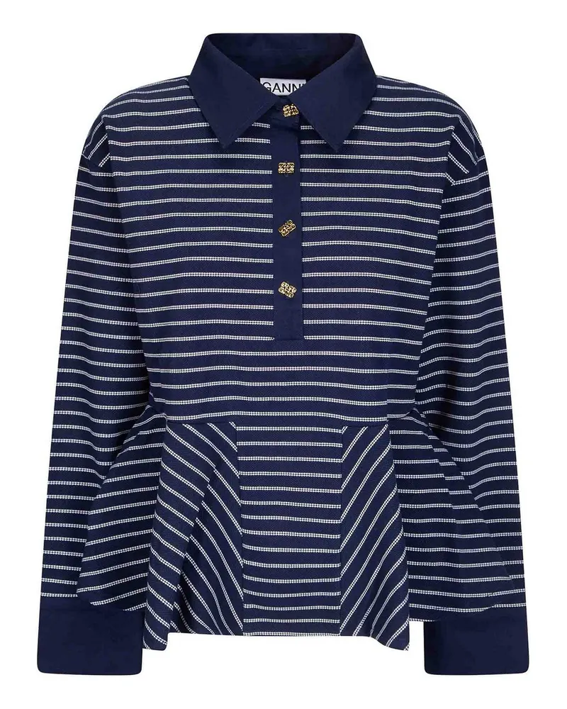 Ganni Poloshirt - Hellblau Hellblau