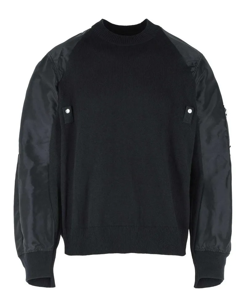Sacai Rundhalspullover - Schwarz Schwarz