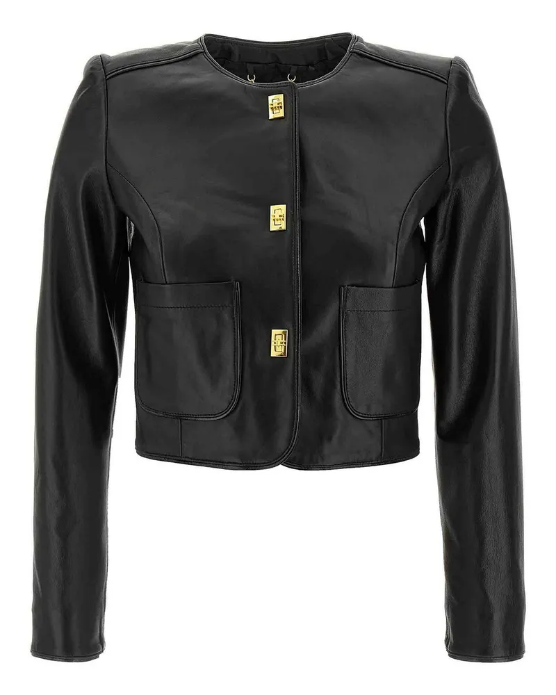 Elisabetta Franchi Lederjacke - Schwarz Schwarz
