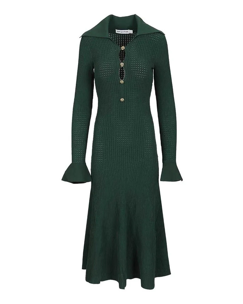 Self-Portrait Knielanges Kleid - Grün Grün